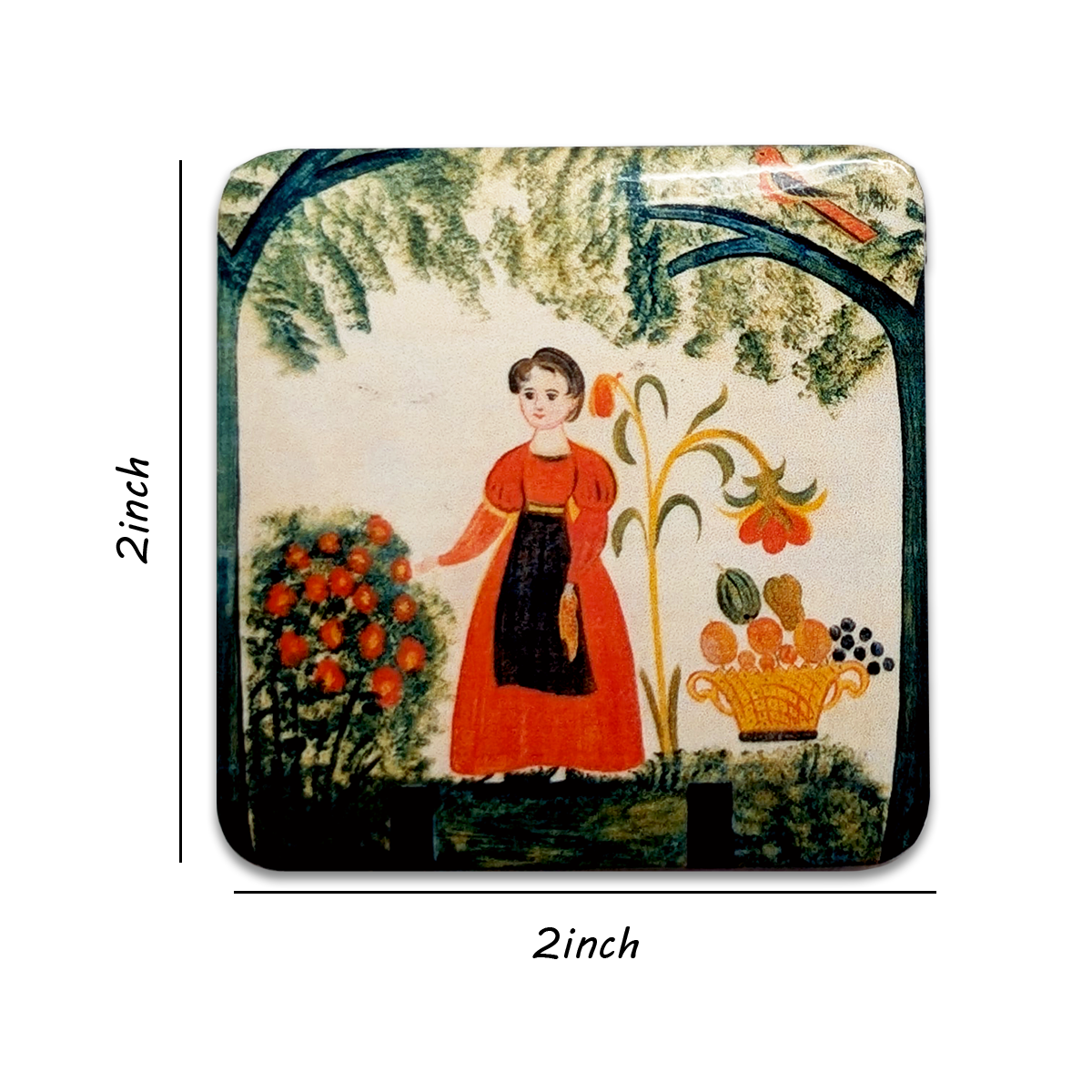 "Girl in Red with Flowers and a Distelfink" Art Magnet